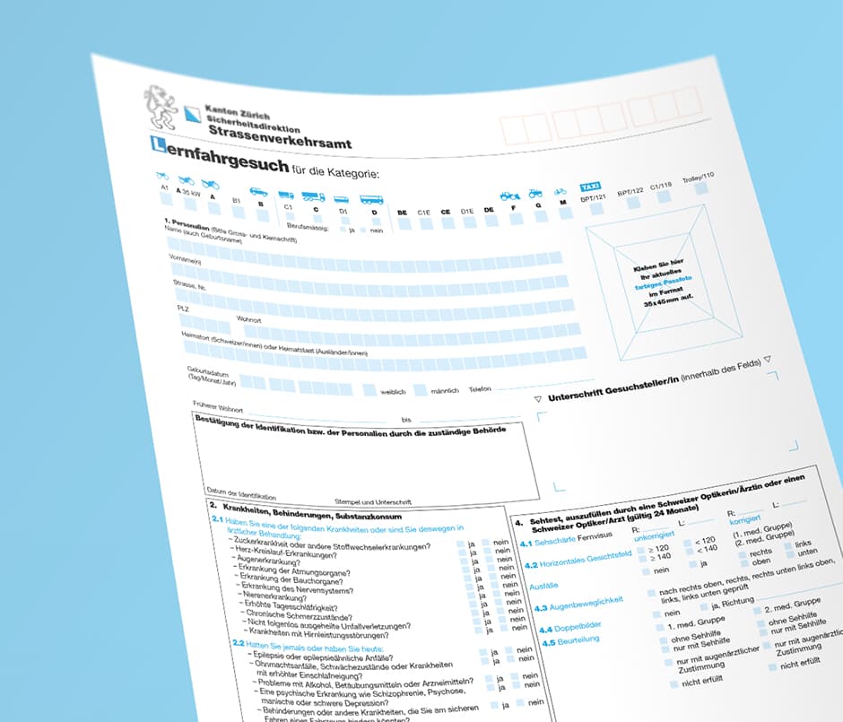 Lernfahrgesuch – Schritt 02